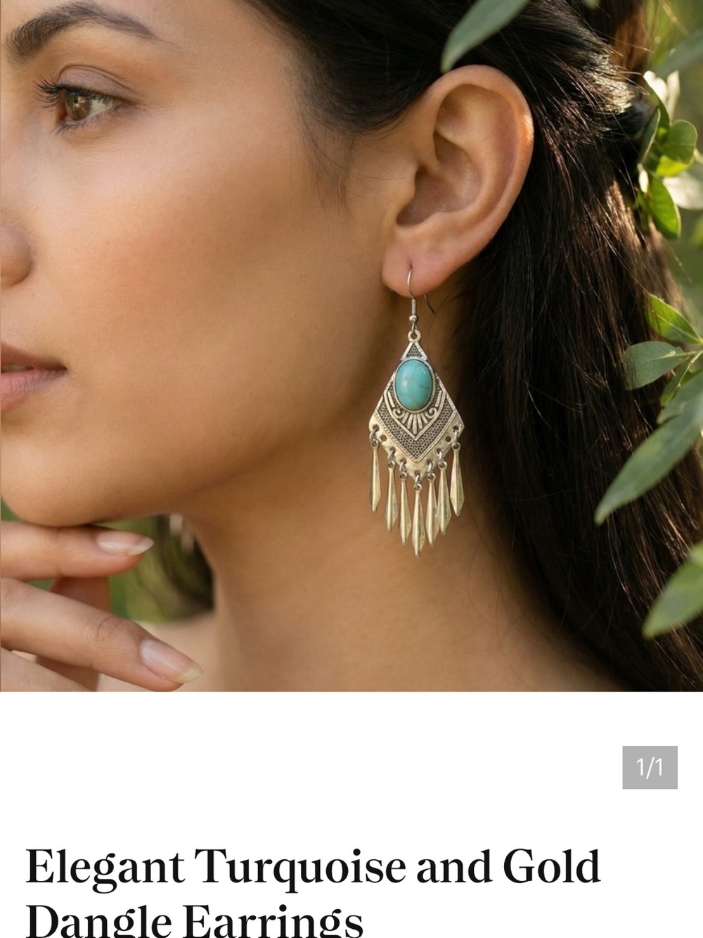 Macy's Turquoise and Gold Boho Dangle Earrings